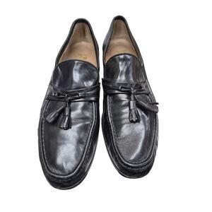 Vintage Mens Bally Tassel Loafers Black Leather Sz 11N Talbot Made in Italy